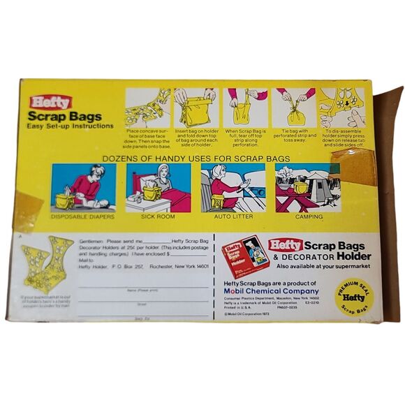 Vintage Hefty Scrap Bags Box Retro 1970s Kitchen Storage - 50 Count Plastic Bags - Picture 2 of 6